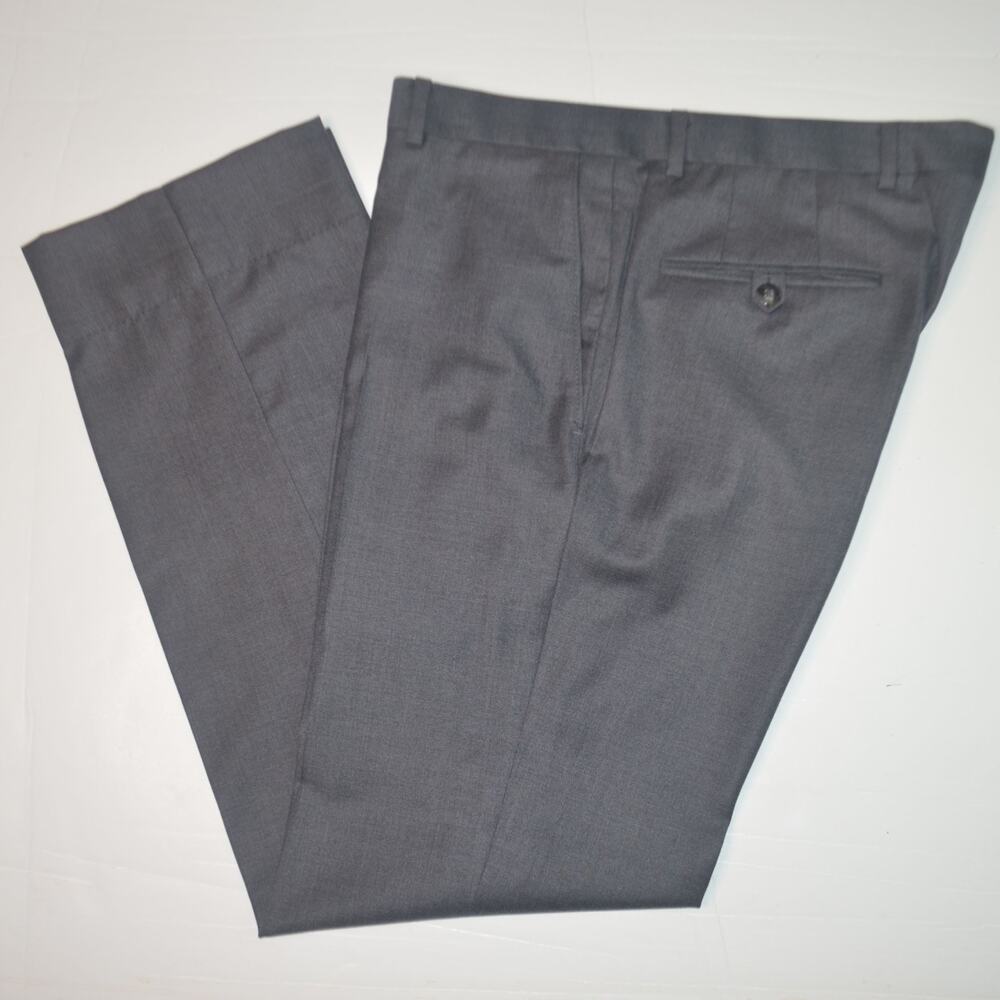 Mint PAUL STUART 100% Wool Charcoal Flat Front Dress Pants 35 x 30